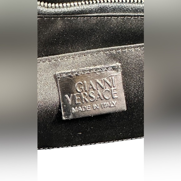 Vintage GIANNI VERSACE black canvas shoulder bag snake trim with duster - Picture 15 of 16